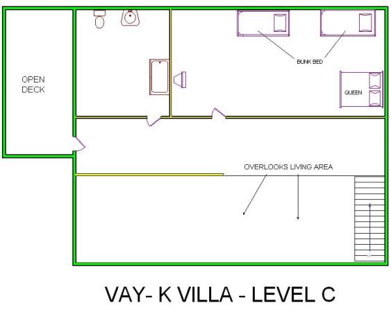 A level C layout view of Sand 'N Sea's beachside house vacation rental in Galveston named Vay-K Villa